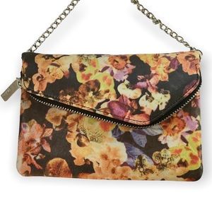 HOBO Leather Mini Crossbody/Clutch Bag Dark Floral Convertible